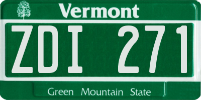 VT license plate ZDI271