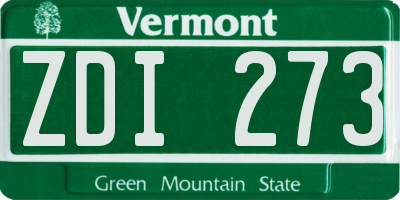 VT license plate ZDI273