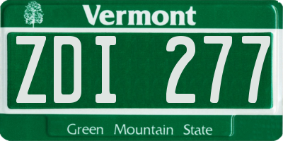 VT license plate ZDI277