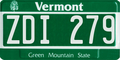 VT license plate ZDI279