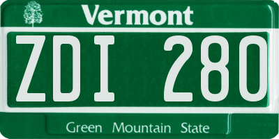 VT license plate ZDI280