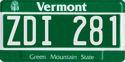 VT license plate ZDI281