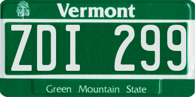 VT license plate ZDI299