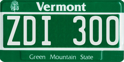 VT license plate ZDI300