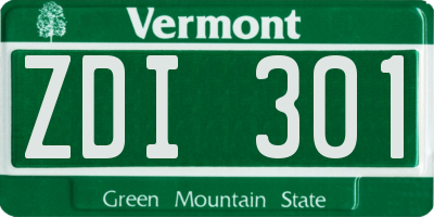 VT license plate ZDI301