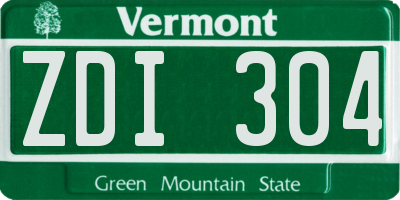 VT license plate ZDI304