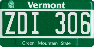 VT license plate ZDI306
