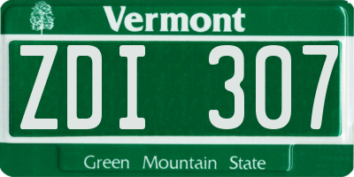 VT license plate ZDI307