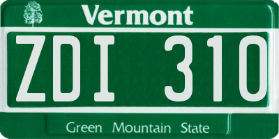 VT license plate ZDI310