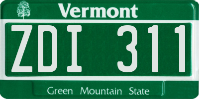 VT license plate ZDI311