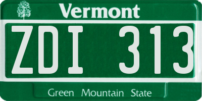 VT license plate ZDI313