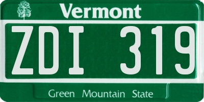 VT license plate ZDI319