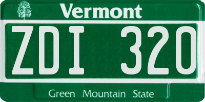 VT license plate ZDI320