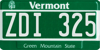 VT license plate ZDI325