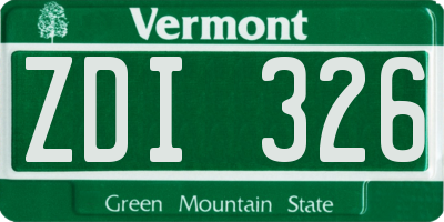 VT license plate ZDI326