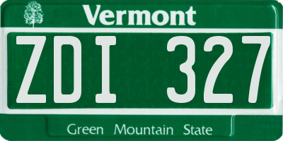 VT license plate ZDI327