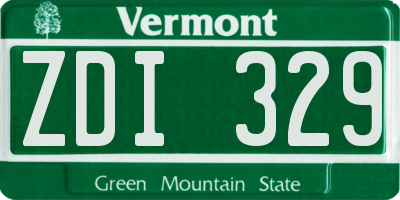 VT license plate ZDI329