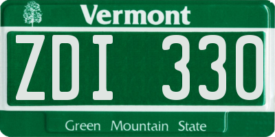VT license plate ZDI330