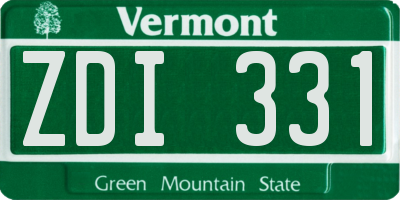 VT license plate ZDI331