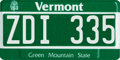 VT license plate ZDI335
