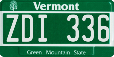 VT license plate ZDI336