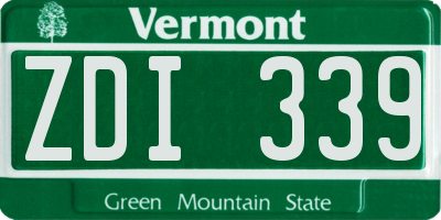 VT license plate ZDI339