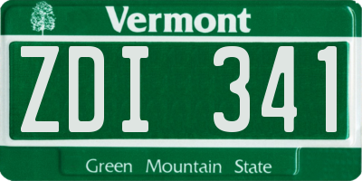VT license plate ZDI341