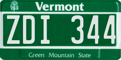 VT license plate ZDI344