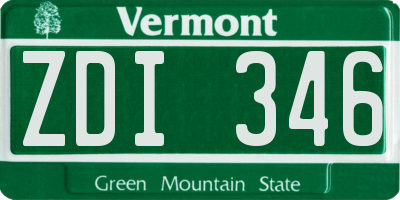 VT license plate ZDI346