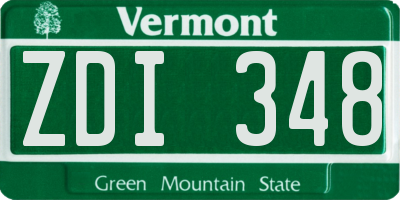 VT license plate ZDI348
