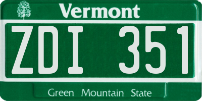VT license plate ZDI351