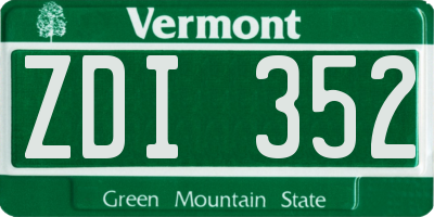 VT license plate ZDI352