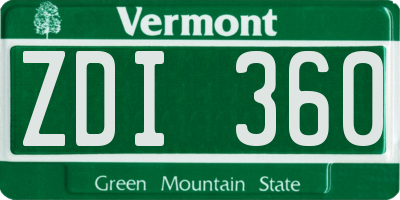 VT license plate ZDI360