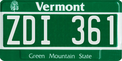 VT license plate ZDI361