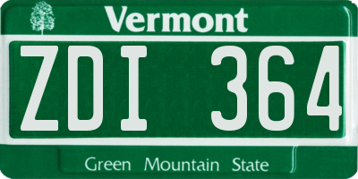VT license plate ZDI364