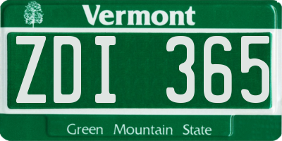 VT license plate ZDI365