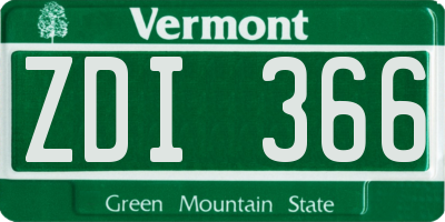 VT license plate ZDI366