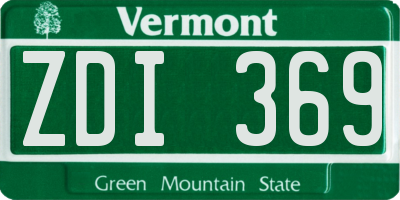 VT license plate ZDI369