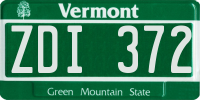 VT license plate ZDI372
