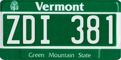VT license plate ZDI381