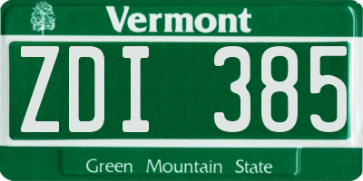VT license plate ZDI385