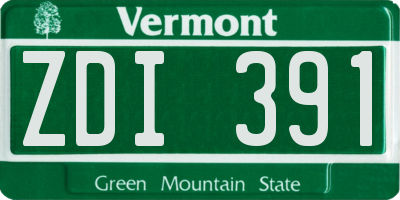 VT license plate ZDI391