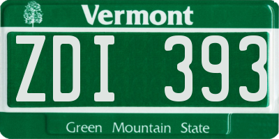 VT license plate ZDI393