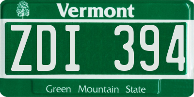 VT license plate ZDI394