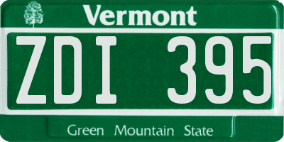 VT license plate ZDI395
