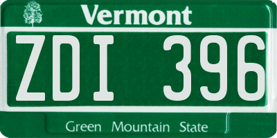 VT license plate ZDI396