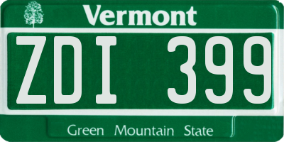 VT license plate ZDI399