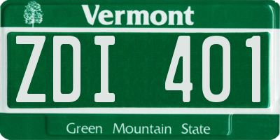VT license plate ZDI401