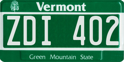 VT license plate ZDI402