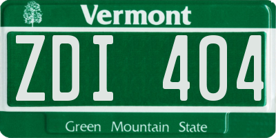 VT license plate ZDI404